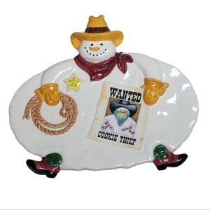 Cowboy Snowman Holiday Cookie Plate